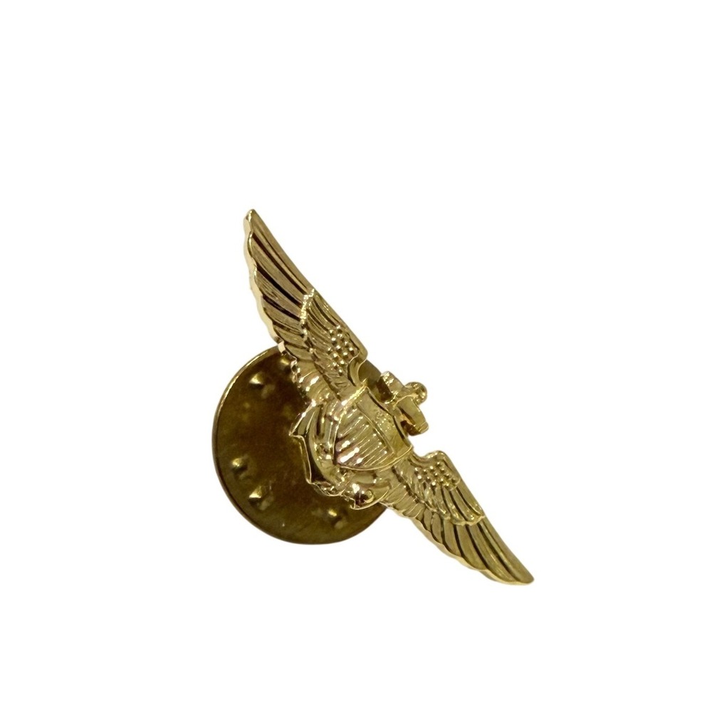 Gold Tone Military Style Wing Lapel Pin with Shield & Sword Metal Badge Brooch